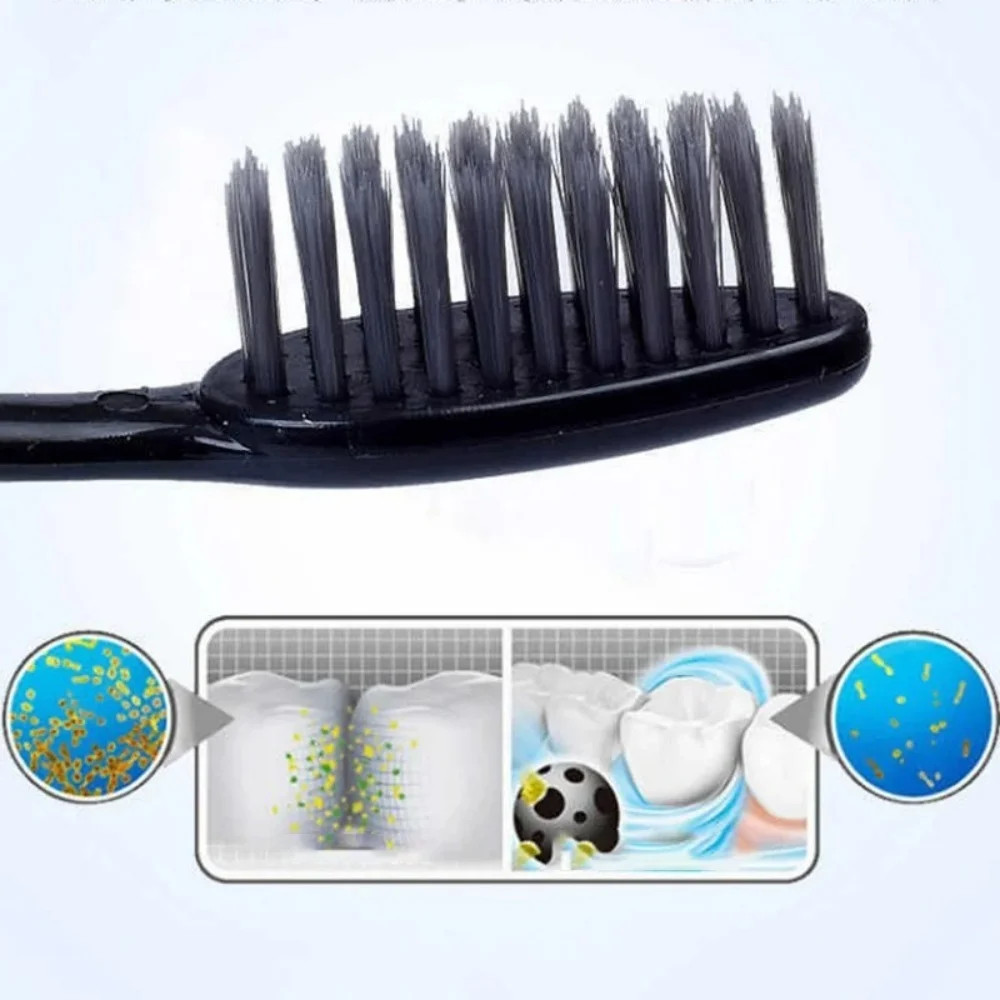 10PC Personal Environmental Bamboo Charcoal Toothbrush for Oral Health Low Carbon Medium Soft Bristle Wooden Handle Toothbrush