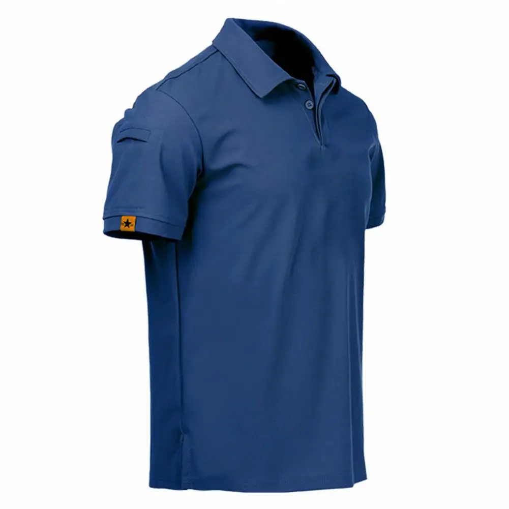 Sport T Shirt Outdoor Camping Hiking Men Military Short Sleeve Solid Color Buttons Top Quick Drying Ladies T Shirt Work T-shirt