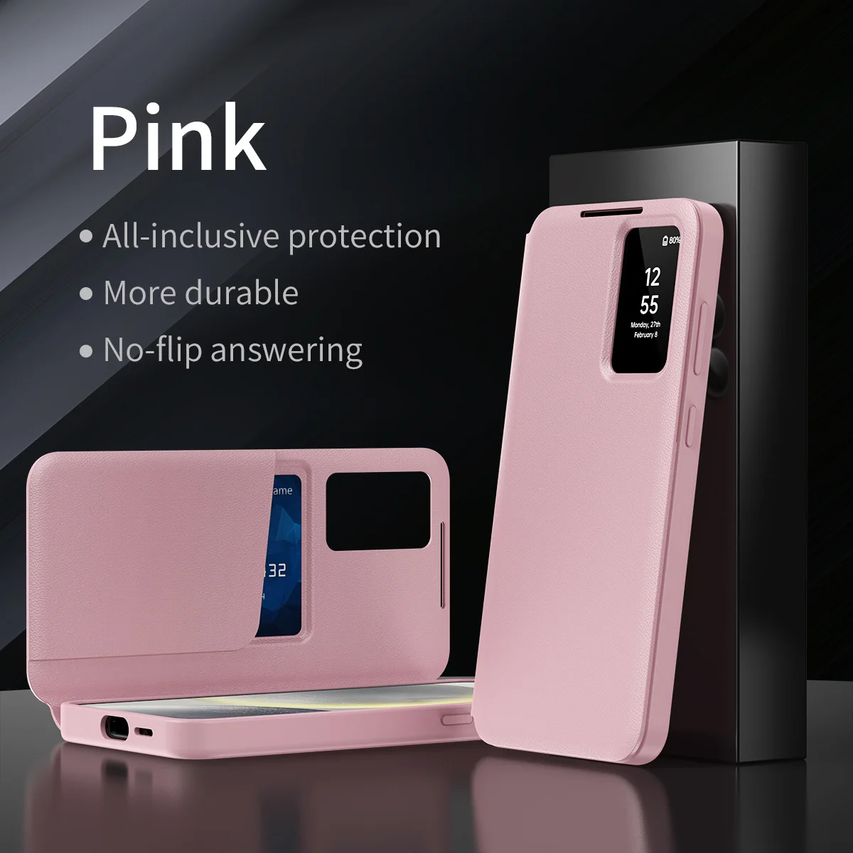 Smart Window Wallet Phone Case with Wake/Sleep Feature and Card Holder Stand