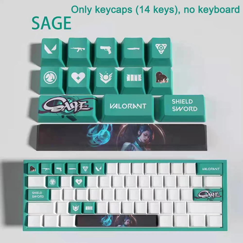 Keycaps Valorant, 14 Chaves, Deadlock, Harbor Jett,