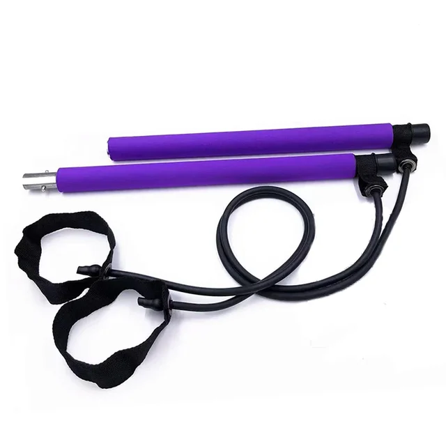 New Fitness Sport Pilates Bar Kit Gym Workout Stick Pilates Exercise Bar Kit with Resistance Band Body Building Puller Yoga Rope 6