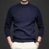 Y2k Autumn Winter Mens Black Pullover Sweater Fashion Casual Slim Fit O-Neck Knitted Oversize Man Streetwear Knitwear Pull Homme 5