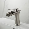 Waterfall Bathroom Basin Sink Faucets Hot Cold Tap Deck Mounted Water Mixer Crane Antique Bronze Chrome Finished ELM100 4