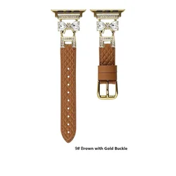 Elegant Diamond - Embellished Leather Watch Strap with Butterfly Design - 38 40 41mm (09)