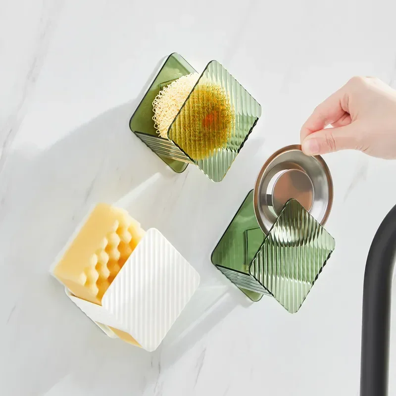 

Sink Sponge Holder Portable Plastic Sink Drain Drying Rack for Kitchen Bathroom Soap storage Drain Rack Self Adhesive Wall Hook