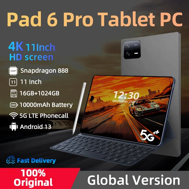 Tableta Pad 6 Pro Original versión Global, PC con Snapdragon 2024, 888 mAh, Android 13, RAM 16GB ROM, 1TB, 5G, HD, pantalla 4K, WIFI, Mi Tab, 10000