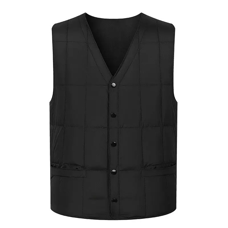 

White Duck Down Sleeveless Jacket for Men Winter Windbreaker Warm Thick Vest Male Casual Outerwear Waistcoat with Pockets Q14