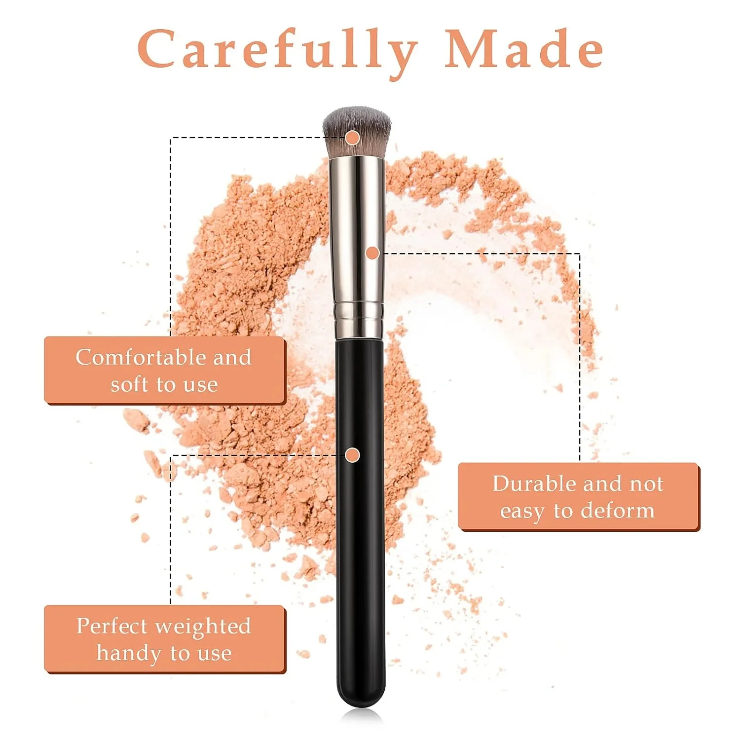 1/2/5 pcs Foundation Concealer Brush, Premium Contour Blusher Brushes, Flawless Under Eye Dense Face Makeup Brush For Blending 4
