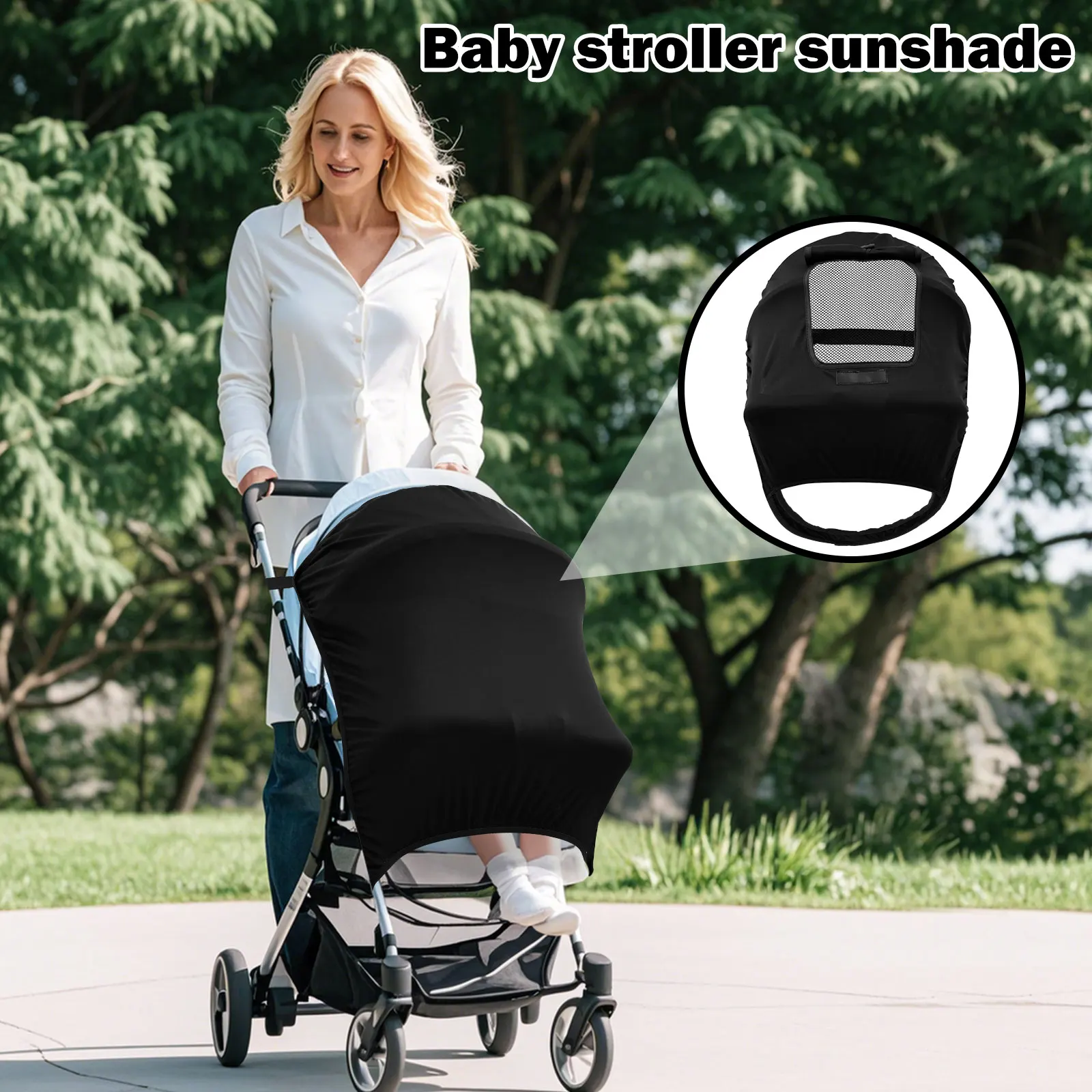 Stroller Sun Shade Universal Baby Stroller Accessories Breathable Sun Protection Pushchair Canopy Lightweight Pram Parasol Black