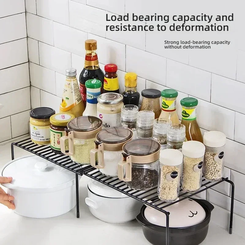 Kitchen Scalable Organizer Storage Rack Holder Durable Tiered Rack Space Saving Kitchen Supplies Storage Rack