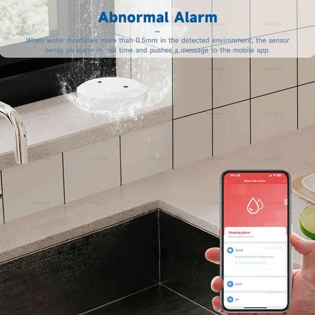 Tuya ZigBee Smart Water Sensor Leak Detector Alarm Flood Leakage Detection Smart Life APP Remote Control Smart Home Security 4