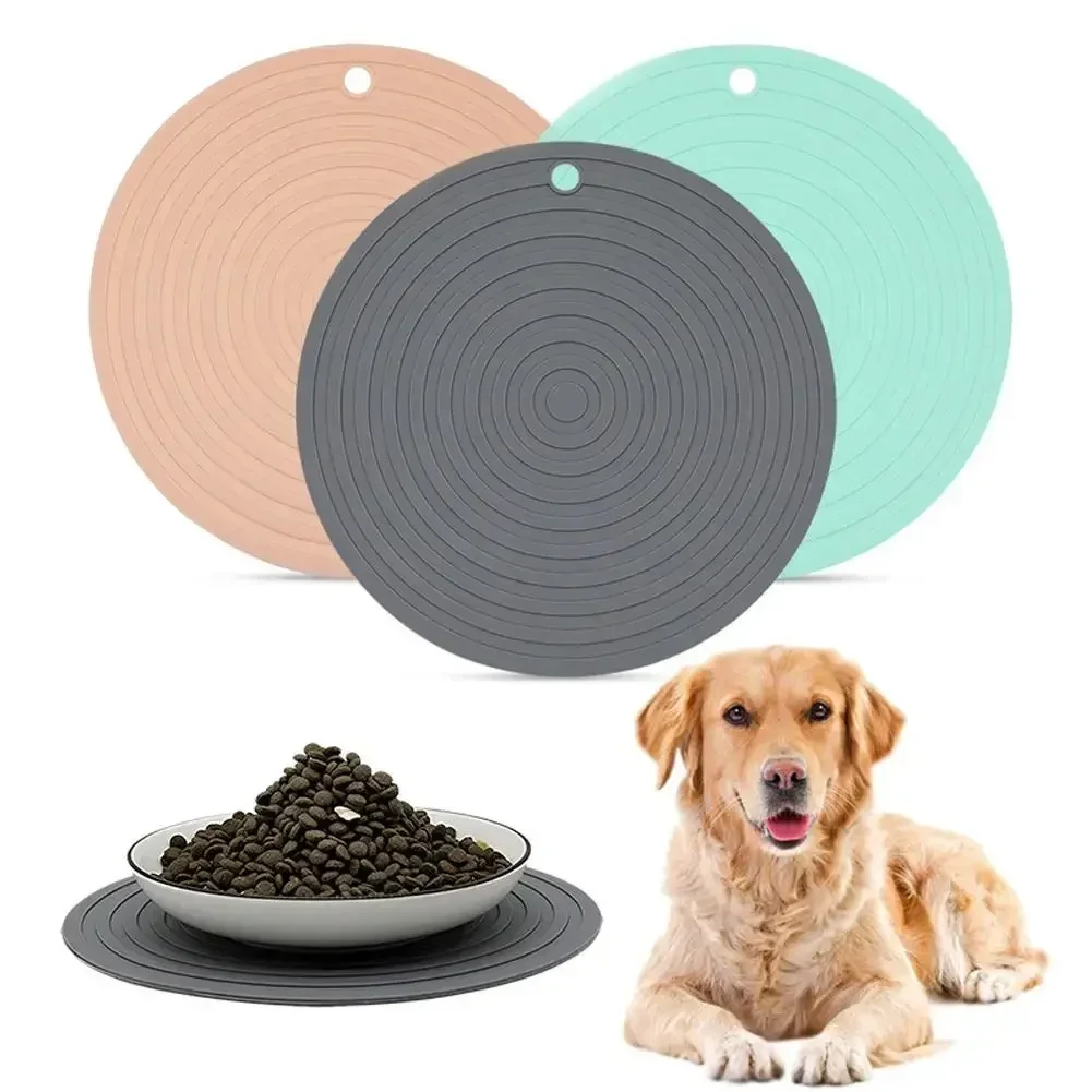 

Round Silicone Pet Placemat For Dogs Cats Waterproof Feeding Mat Non-slip Solid Color Pet Bowl Pad Pet Supplies