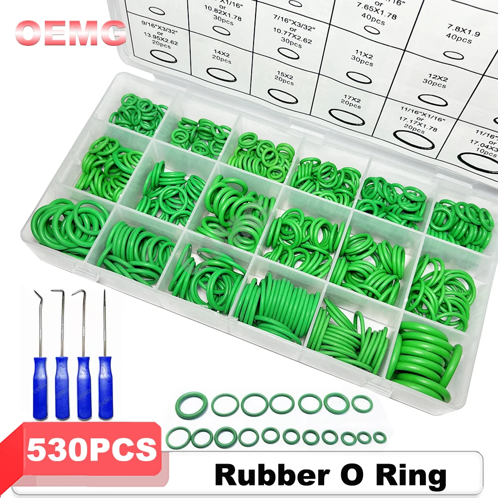 Car Air Conditioning O-ring Washer Kit Heat-resistant Rubber Seal Ring Gaskets Auto Repair Tools Car Accessories 530/270pcs o ring seal set