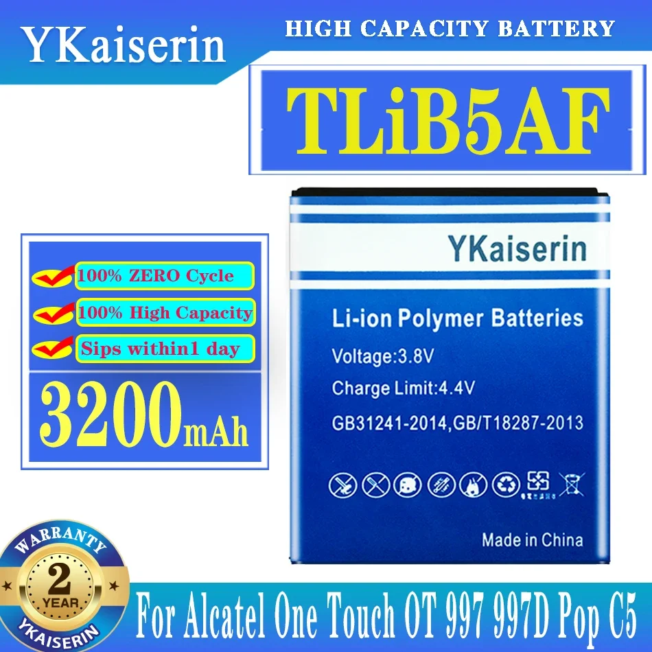 Ykaiserin Tlib5Af Batteria Per Alcatel One Touch Pop C5 Ot 5036 5036D 5037 5037D Batterie Agli Ioni Di Litio Di Ricambio 3200Mah