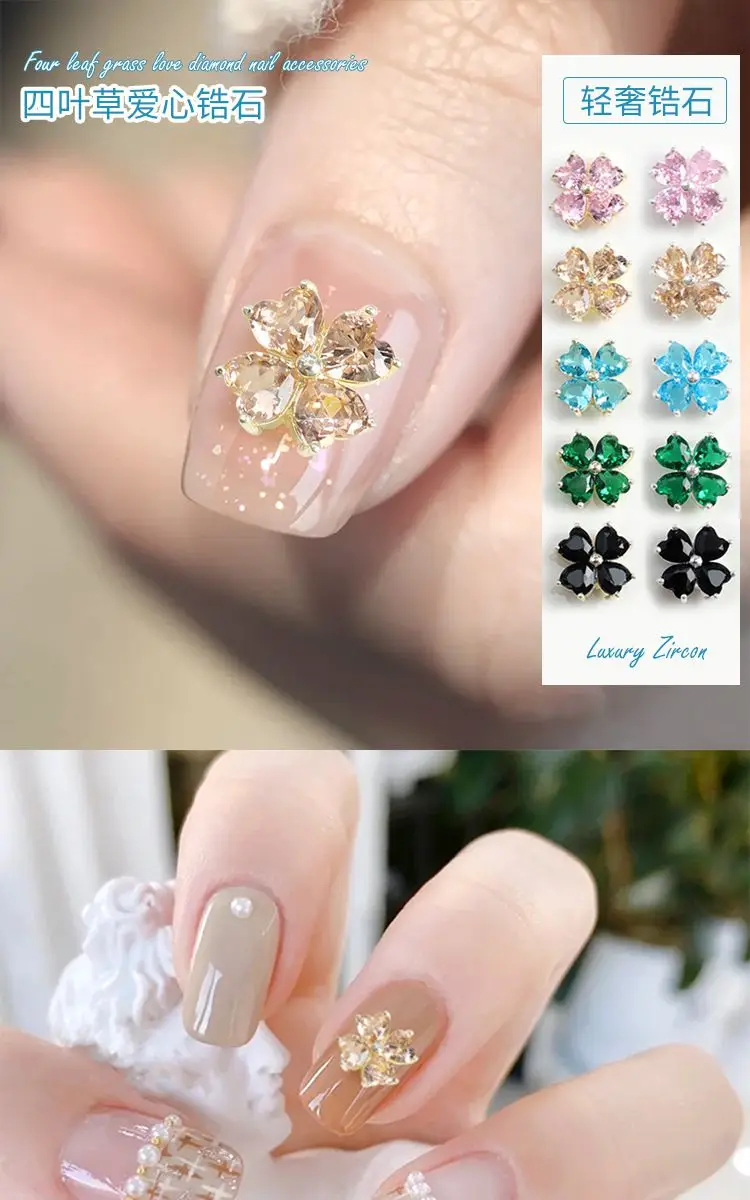10 teile/los kawaii Herz Liebe Blumen Zirkon Kristalle Strass Schmuck Nagel kunst Dekorationen Nägel Zubehör Charms Lieferungen – Detail 1