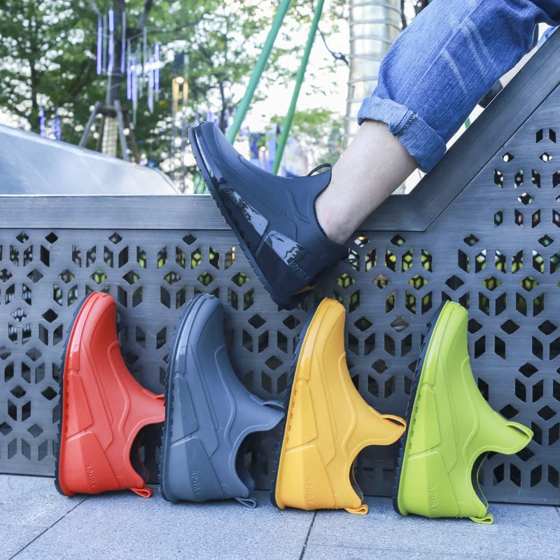Reunión el plastico limpiar Galocha Botas de lluvia impermeables para hombre, zapatos de goma a la  moda, con aumento de altura, botines de agua| | - AliExpress