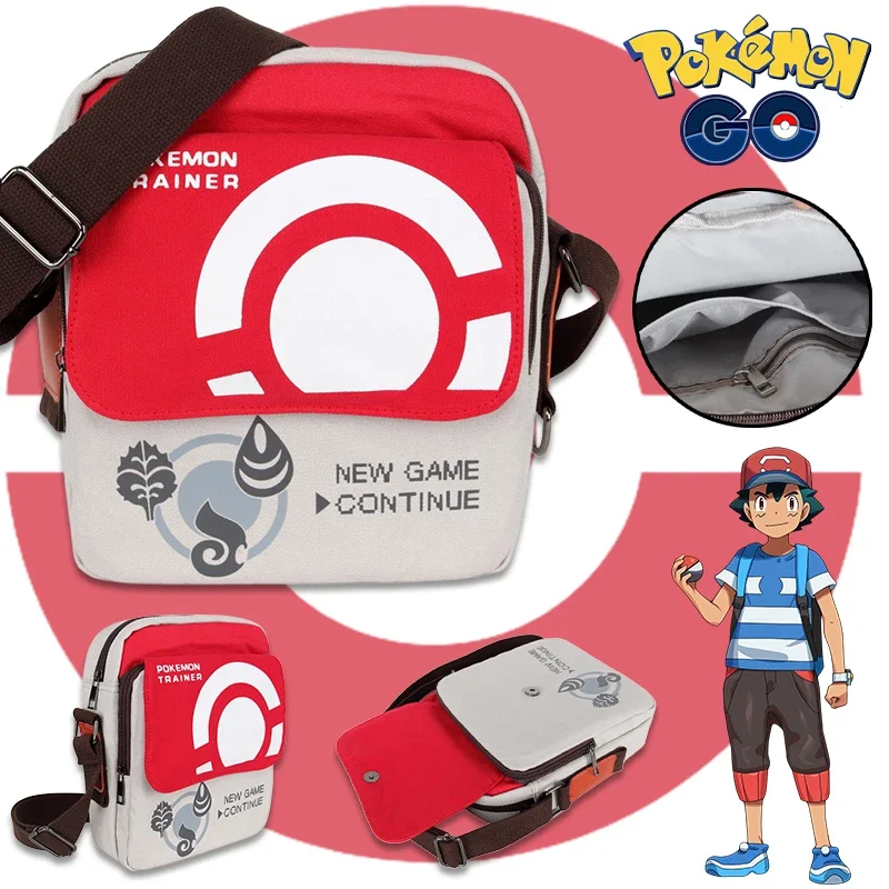 Pokemon Cartoon Canvas Shoulder Bag Bambini Anime Figure Portable Poke Ball Messenger Bag Ragazzi Ragazze Kawaii Crossbody Bag Gift