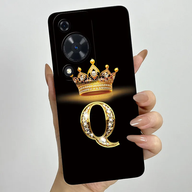Crown Initial Letter Couple Phone Case - Soft Silicone TPU Lens Protective Casing