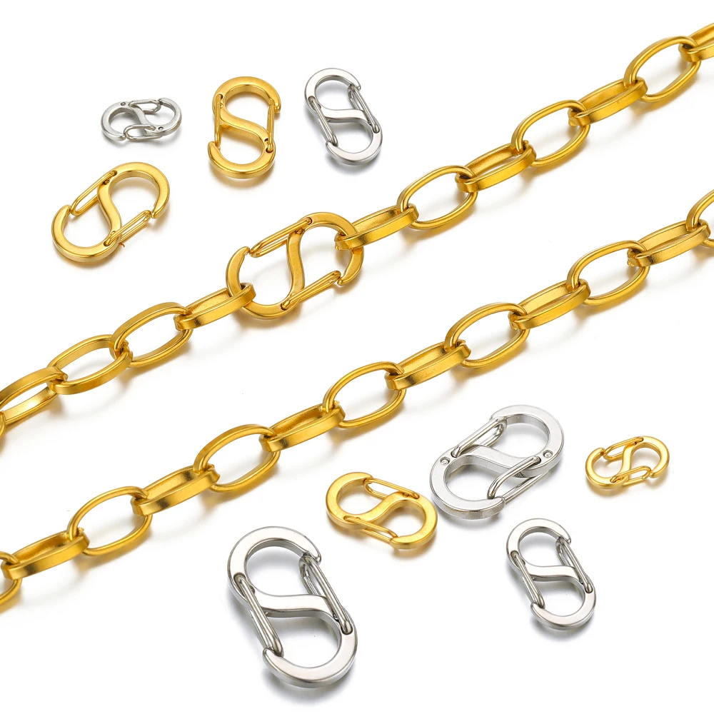 5 Stück Edelstahl schicke Buchstaben s Schnalle 18 Karat Gold Feder Hummer Verschlüsse Halskette Haken Armbänder Anschluss DIY Schmuck herstellung