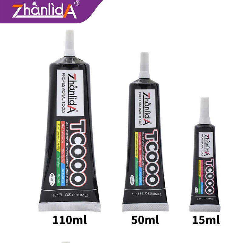 Zhanlida TC000 스크린 접착제 씰, 휴대폰 스크린 프레임 틸트 스크린, 블랙 접착제, 15ml, 50ml, 110ml