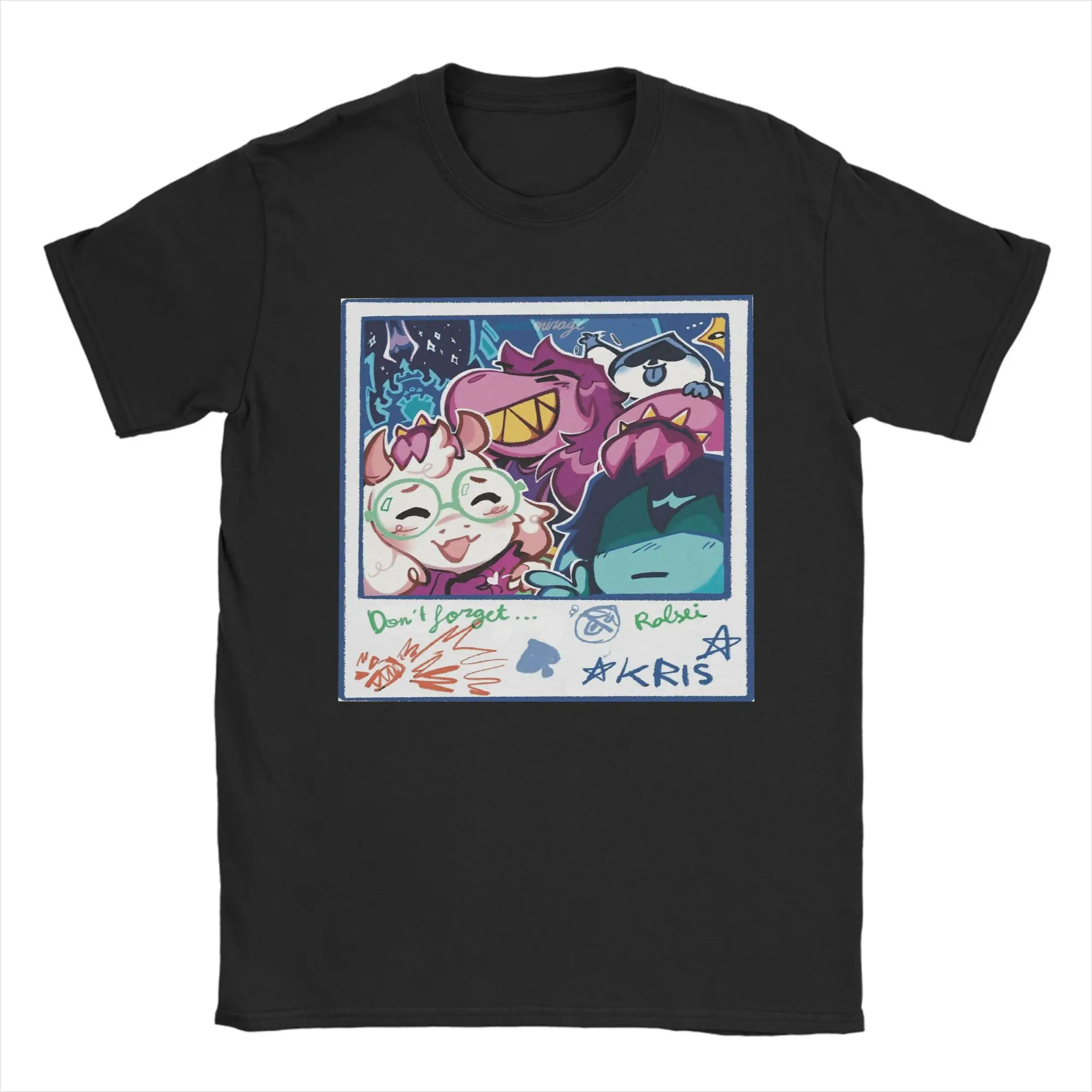 Men's T-Shirts The fun gang Polaroid Deltarune Game Hipster Cotton Tees Short Sleeve  T Shirt Round Collar Tops Summer