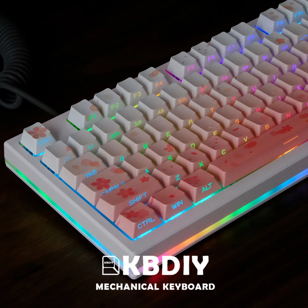 KBDIY-Sakura-Side Print Keycaps Set, PBT para teclado