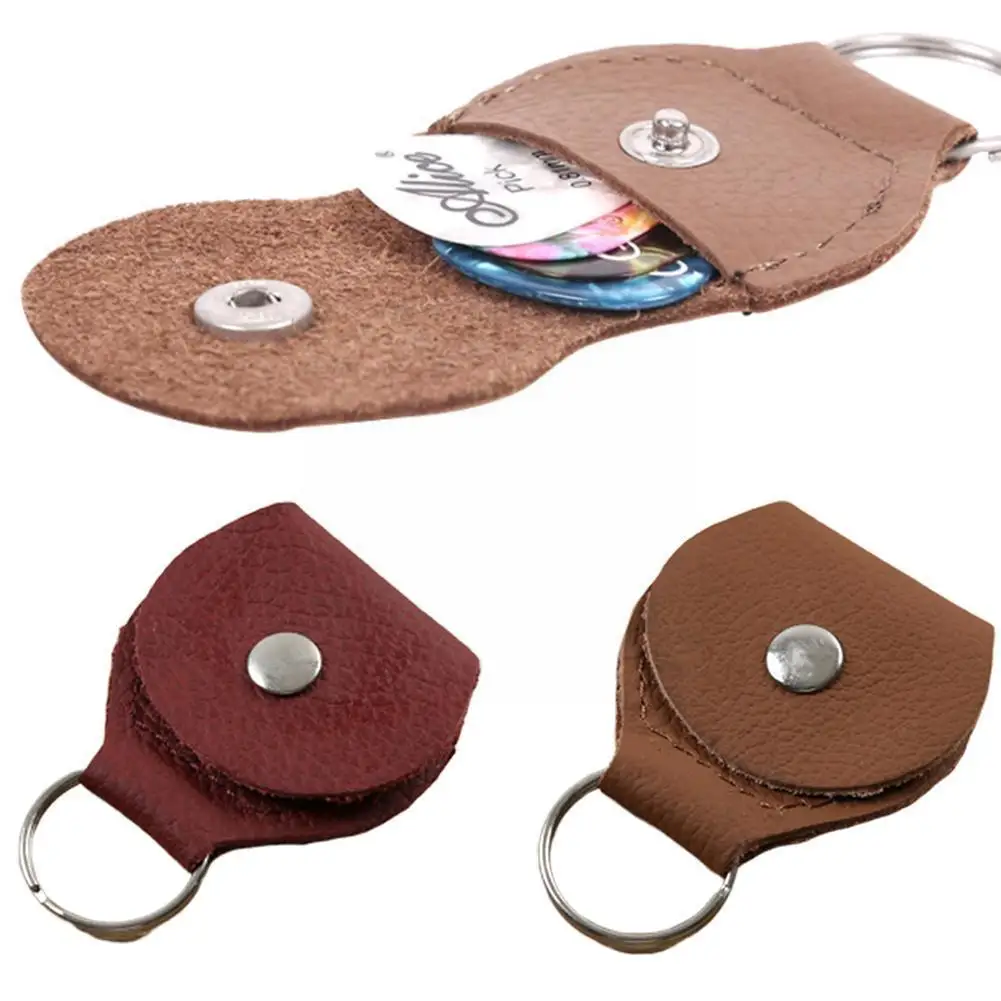 Guitar Pick Holder Genuine Leather Guitar Accessories Bag Shape Keychain Plectrum Cases 1Pcs Guitarra X2S6