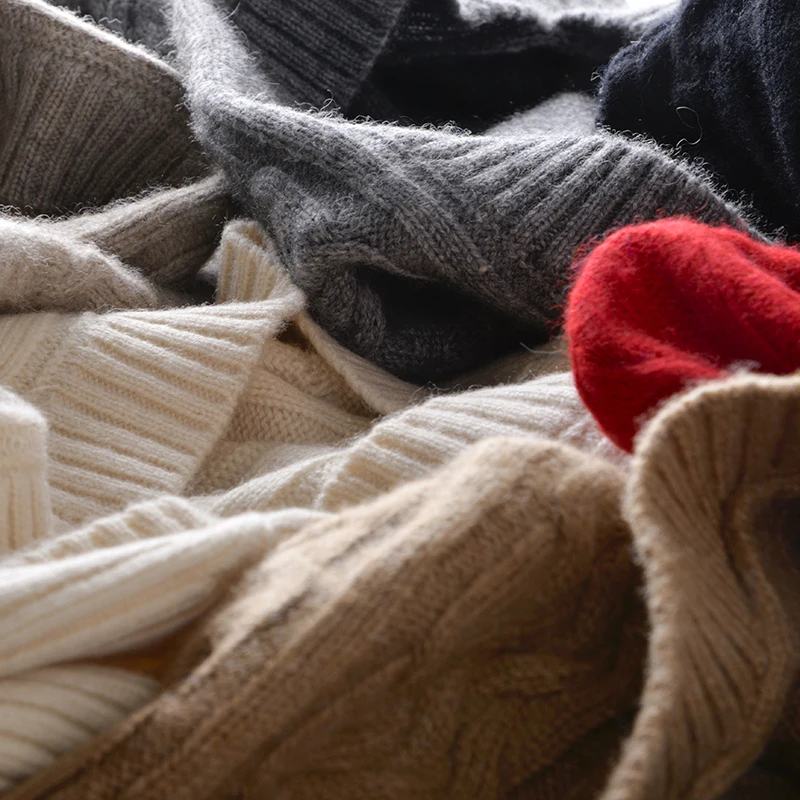 Unisex 100 % Wolle gestrickte Sturmhaube Winter Ohr Gesicht Hals schützen einteilige Schal Mütze weiche warme Kapuzenmützen Twist falscher Kragen – Detail 18