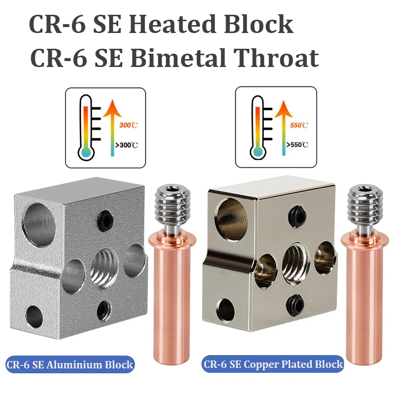 heat block um2 heating aluminum block 25 16 12mm um2 heater block all metal hot end heating plate for 3d printer parts Top Quality Bimetal Heatbreak CR6 SE Heated Block 3D Printer Part Hotend Aluminum Copper Plated Throat Heating Block For CR-6 SE