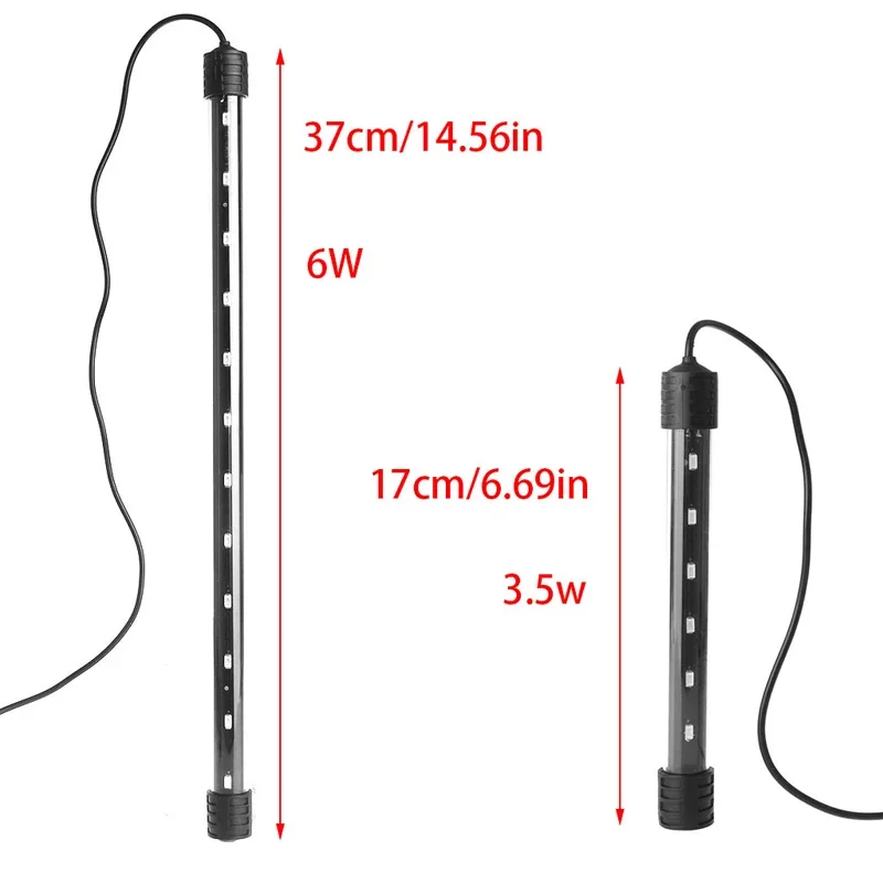 Submersible LED Aquarium Light Fish for Tank Lighting Bar Suckers Plug