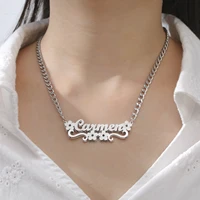 Lemegeton Custom Name Necklace Corrosion Textured Pattern Pendant Women Men Stainless steel Jewelry Personalized Party Gifts