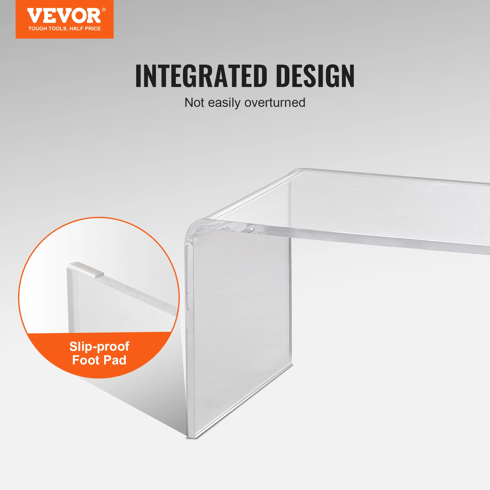 VEVOR Acrylic Coffee Table, C-Shaped Clear Acrylic End Table, 16.3 inch high Transparent Acrylic Side Table, for Living Room 5