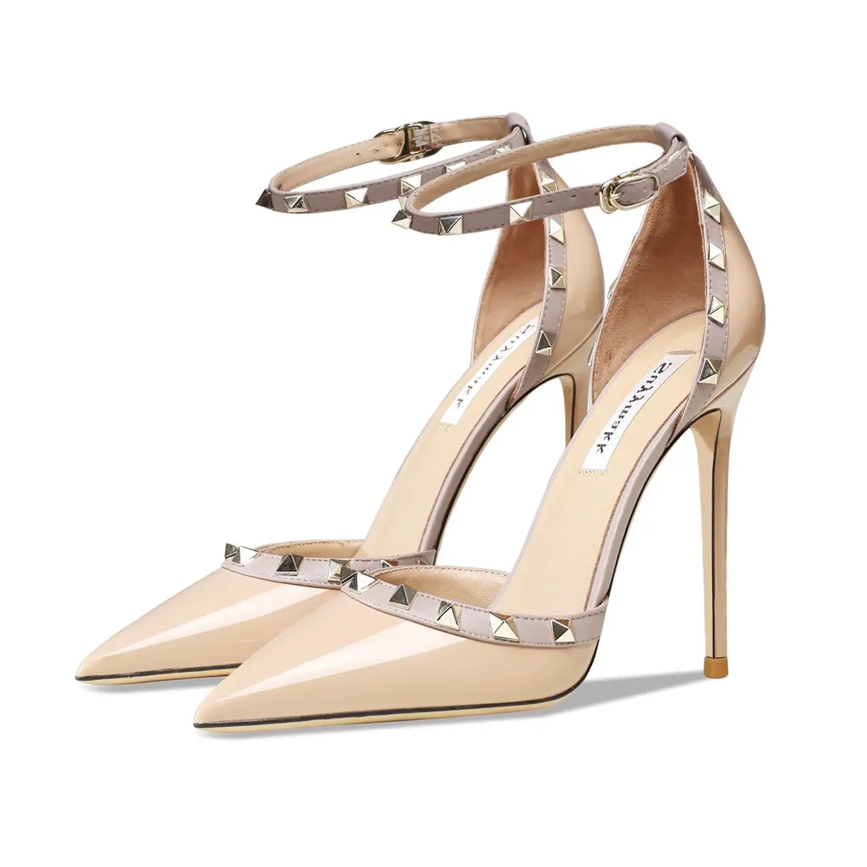 

2022 Star Style Luxury Brand Rivets Women Ankle Strap Sandals Elegant Stiletto High Heels Gladiator Sandals Summer Party Shoes