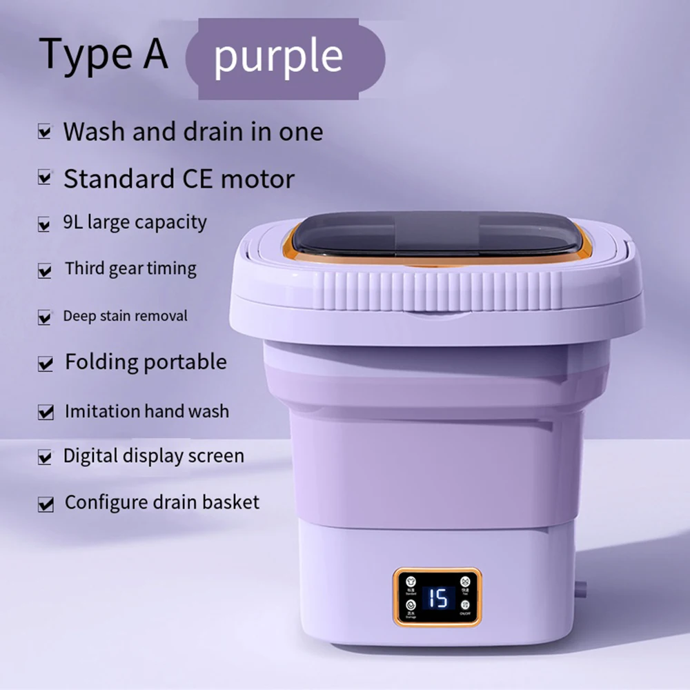 Mini machine à laver portable à ultrasons, sèche-linge, voyage, maison,  sous-vêtements, chaussettes, petites machines à laver pliantes,  Royaume-Uni, 9L - AliExpress