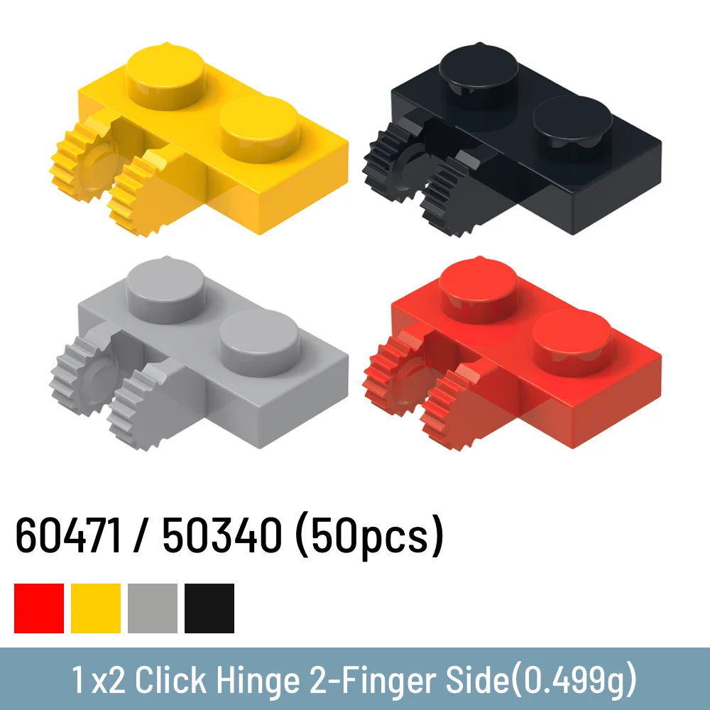 50 Pcs / Lot 60471 / 50340 Plastic DIY Building Blocks 1 x2 Click Hinge  2-Finger Toys for Children