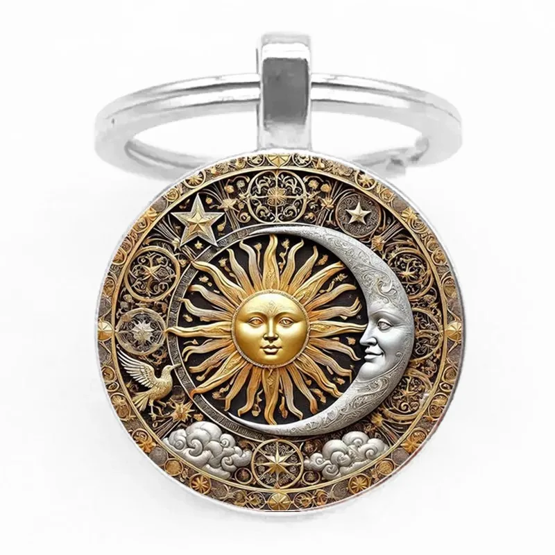 5 Stile Vintage galaktischer Stern Mond Sonne Schlüsselanhänger Rucksack Auto Charm Anhänger The Vast Universe Space Schlüsselanhänger Paar Zubehör