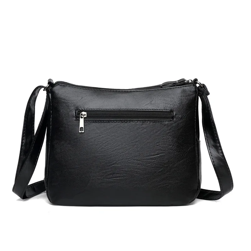 Chic Flower Pattern Pu Leather Crossbody Bag with Multi Layer Zipper Pouch Shoulder Bag for Women Work Travel Parties Daily Use