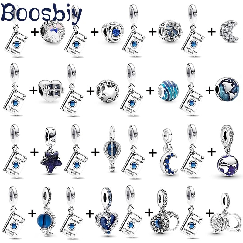 

2Pc/lot Passport & Traveling The World Beads With Pendants Fit DIY Brand Charm Bracelet & Necklace For Women Jewelry Making Gift