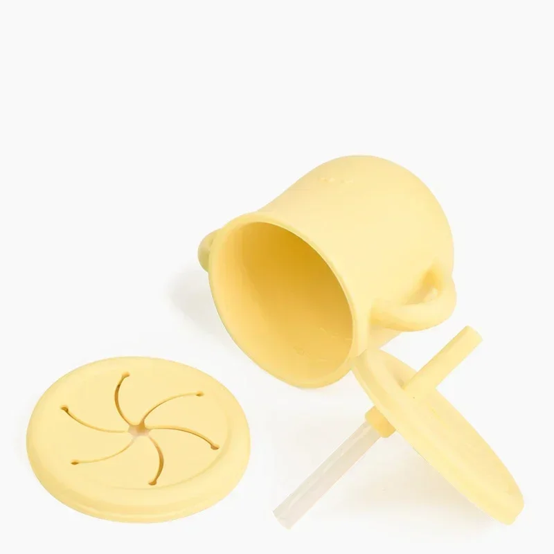 BPA Free Kids Silicone Food Storage Box Solid Color Baby Snack Cup Portable Children Snacks Container With Lid