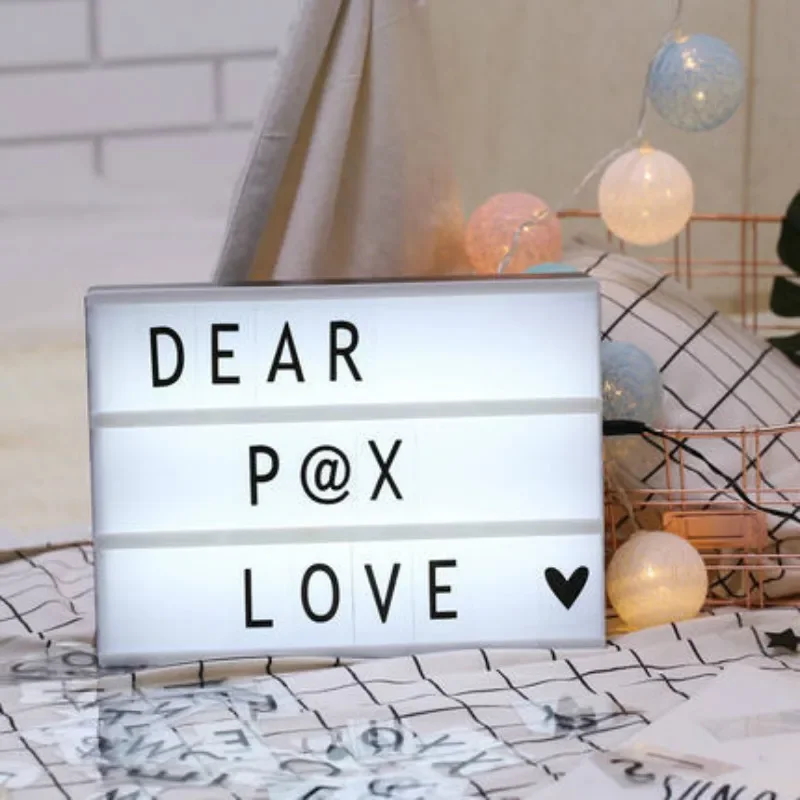 A4 Size Lightbox Letters LED Combination Cinema Light Box USB Port Powered  DIY Letters Symbol Card Decoration Lamp Message Board