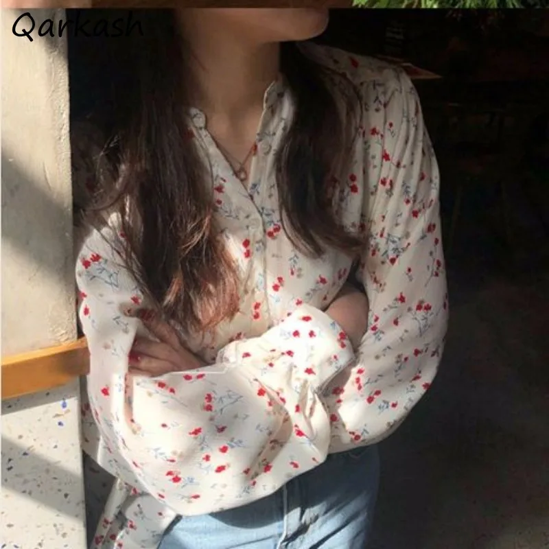 

Floral Shirts Women Clothing Aesthetic Baggy Long-sleeve Streetwear Prairie Style Tender Girlish Vintage Holiday Harajuku Simple