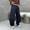 Skateboard Loosen Fit Black Wide Leg Lattern Jeans Men Baggy Clothes Male's Hallen Pants 1