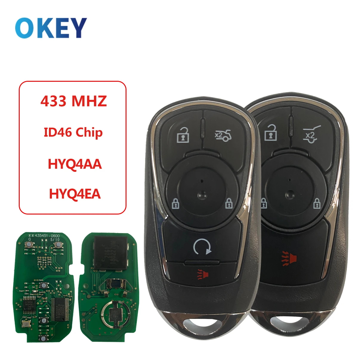 

Okey 315/ 433MHz ID46 Chip HYQ4AA HYQ4EA Smart Remote Key 5/6 Button For Buick Enclave Envision Regal 2016 2017 2018 2019 2020