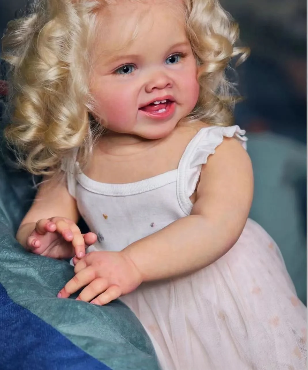 

FBBD Customized Limited Supply 28inch Reborn Baby Adele With Hand-Rooted Blond Curly Long Hair Already Finished Doll