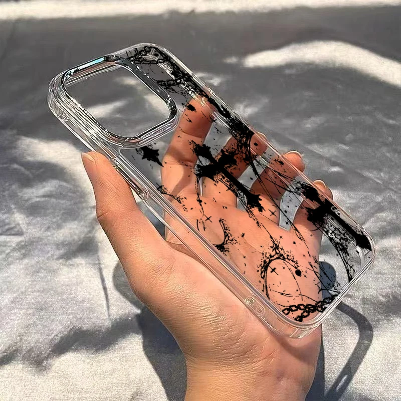 Gothic Cross Design Transparent Phone Case - Dark & Cool Soft Cover