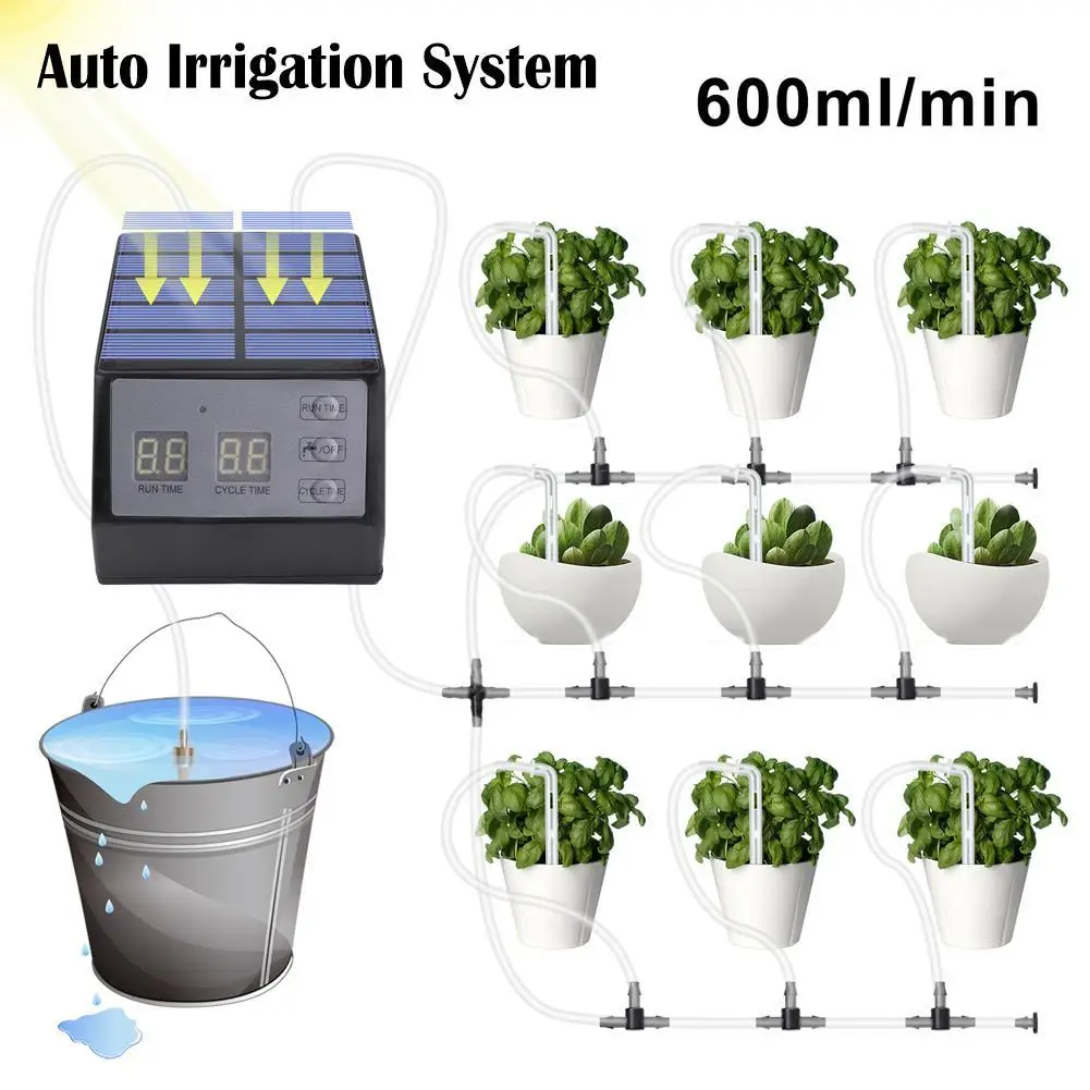 

10/15 Drippers Garden Drip Irrigation Device Pump Controller Timer System Solar Energy Intelligent Automatic Watering Device