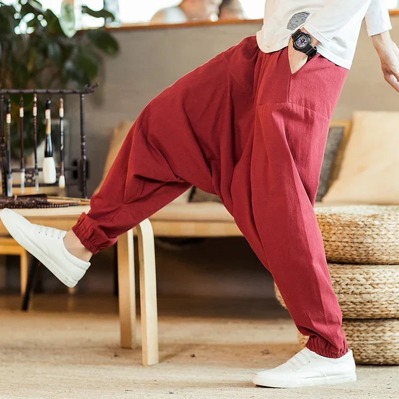 Men's Casual Slim Fit Harem Twill Jogger Pants - Drop Crotch, Elastic Waist, Plus Sizes Available
