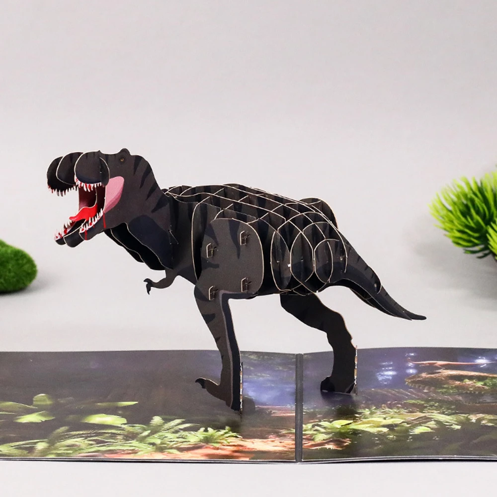 Creative Dinosaur 3D Greeting Card Children's Birthday Animal Greeting Card Blessing Message Postcard Invitation Letter