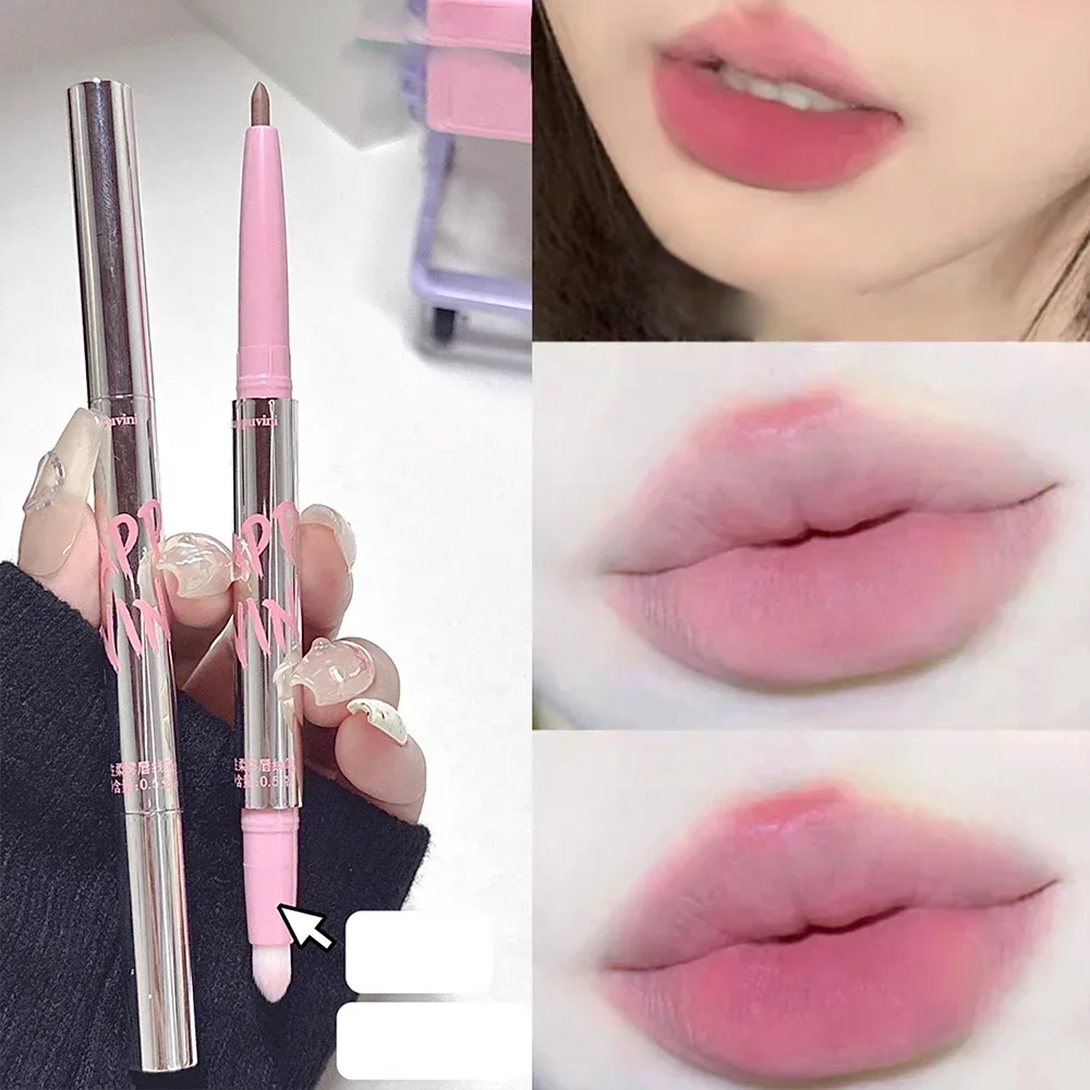 Lip Liner Pen Matte Lipstick Pen Silver Tube Waterproof Longlasting Lipstick Lip Contouring Non-stick Cup Lipliner Pencil Makeup 2