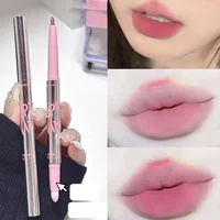 Lip Liner Pen Matte Lipstick Pen Silver Tube Waterproof Longlasting Lipstick Lip Contouring Non-stick Cup Lipliner Pencil Makeup 2